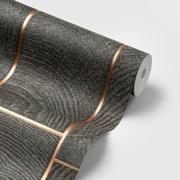 کاغذ دیواری اتم طرح هندسی ذغالی مسی کد 14026