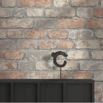 کاغذ دیواری تیتانیوم طرح آجر نقره‌ای ، نارنجی کد ۱۱۱۰۸