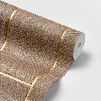 کاغذ دیواری اتم طرح هندسی قهوه‌ای برنزی طلایی کد 14034