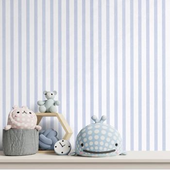 کاغذ دیواری کودک پمپو طرح راه‌راه آبی کد 12039