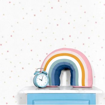 کاغذ دیواری کودک پمپو طرح ستاره باران سفید کد 12027