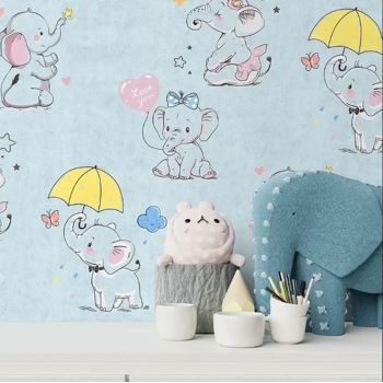 کاغذ دیواری پمپو طرح فیل آبی کد 12001