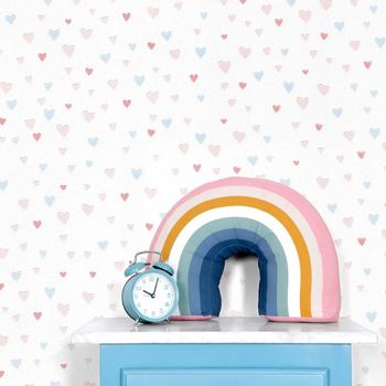 کاغذ دیواری کودک پمپو طرح قلبی سفید کد 12028