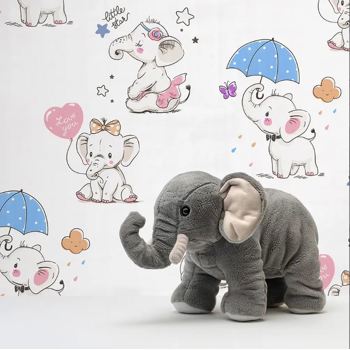کاغذ دیواری کودک پمپو طرح فیل کوچولو رنگ سفید کد 12005