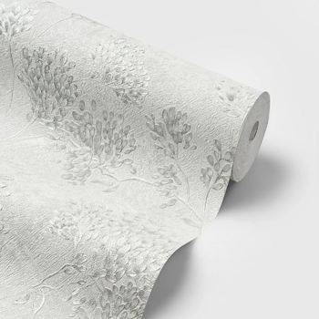 کاغذ دیواری اتم طرح گلدار طوسی کد 14086
