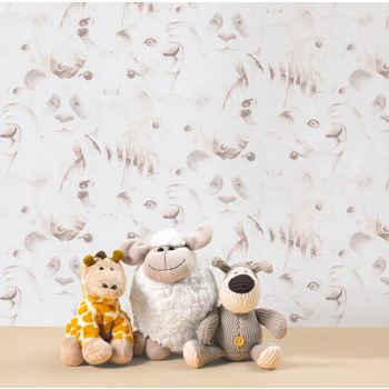 کاغذ دیواری کودک پمپو طرح حیوانات کرم کد 12031