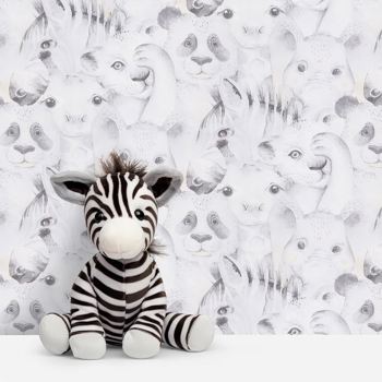 کاغذ دیواری کودک پمپو طرح حیوانات طوسی کد 12033