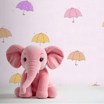 کاغذ دیواری کودک پمپو طرح چتر رنگی صورتی کد 12016