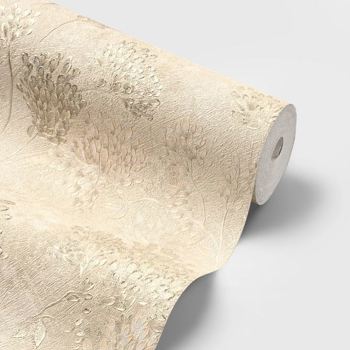 کاغذ دیواری اتم طرح گل‌دار و گیاهی رنگ کرم و بژ کد 14092