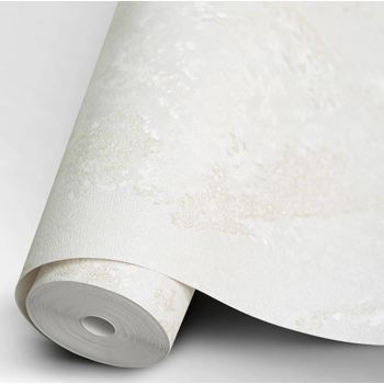 کاغذ دیواری کروم طرح پتینه هندسی سفید ، کرم کد 13054