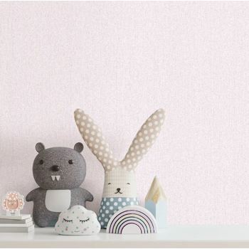 کاغذ دیواری کودک پمپو طرح ساده صورتی کد 12022