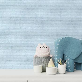 کاغذ دیواری کودک پمپو طرح ساده آبی کد 12002